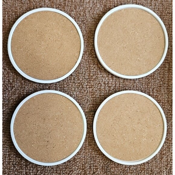 Skull And Roses Round Cork Back Ceramic Coasters Set Of 4 - Picture 4 of 4